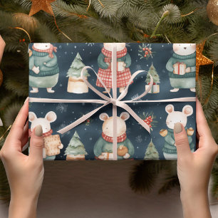 Winter Wonderland: Mice in Vintage Sweaters" Wrapping Paper