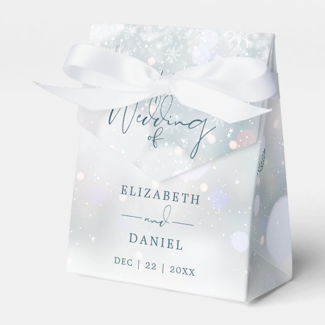 Winter Wonderland Monogram Snow Wedding Favour Box (Front Side)