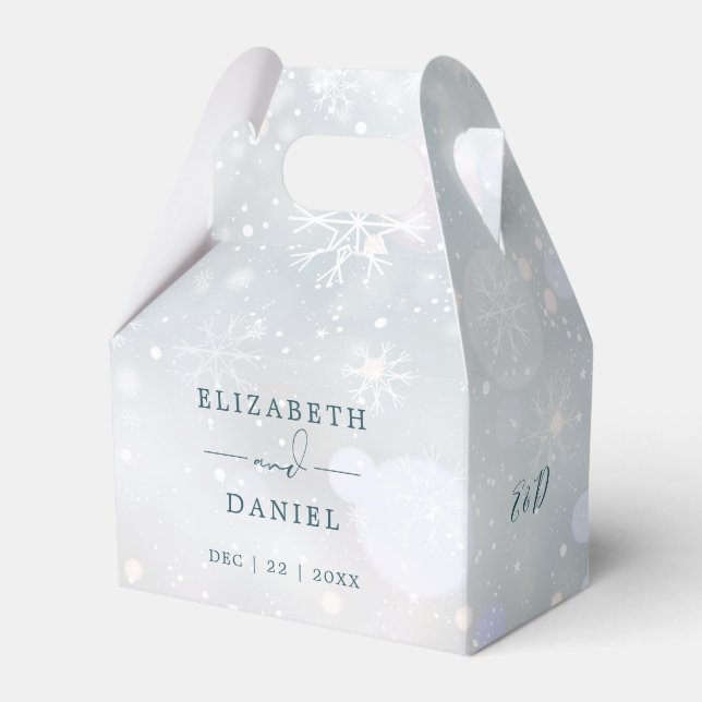 Winter Wonderland Monogram Snow Wedding Favour Box (Front Side)