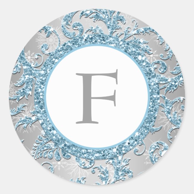 Winter Wonderland Monogrammed Wedding Sticker (Front)