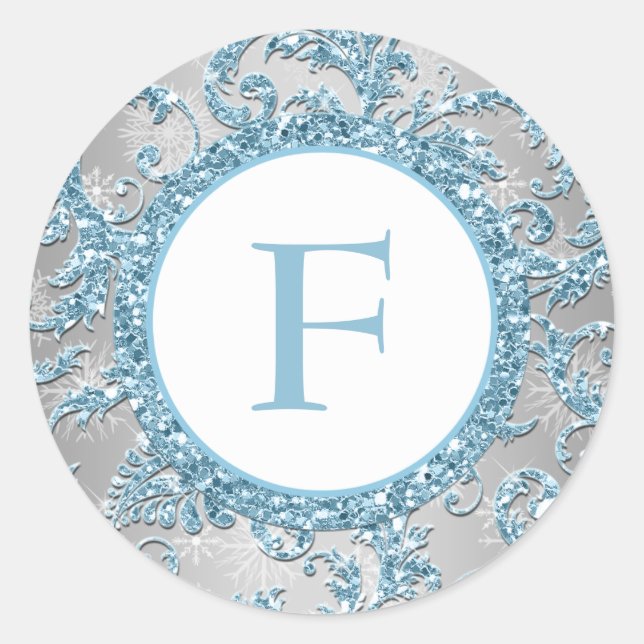 Winter Wonderland Monogrammed Wedding Sticker 2 (Front)