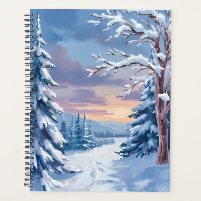 Winter Wonderland | Mountain Snow Nature Painting  Planner (Front)