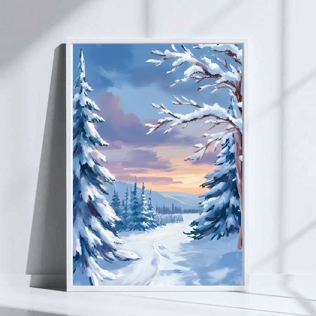 Winter Wonderland | Mountain Snow Nature Painting  Poster (Creator Uploaded)