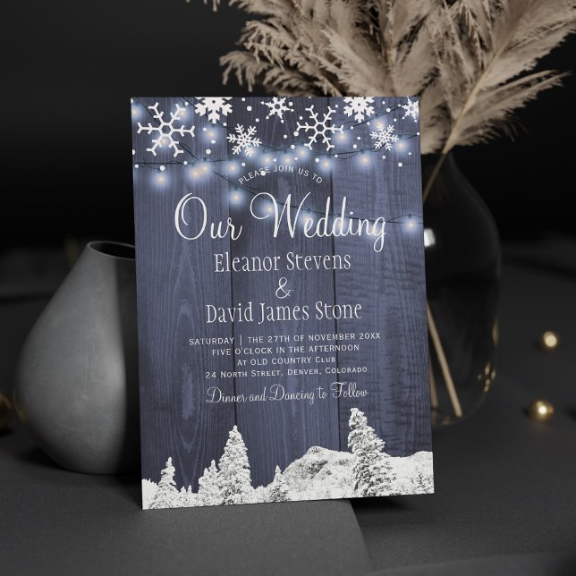 Winter wonderland navy white snowflakes invitation (Creator Uploaded)