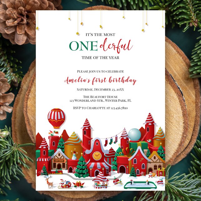 Winter Wonderland Onederful Christmas 1st Birthday Invitation (Creator Uploaded)