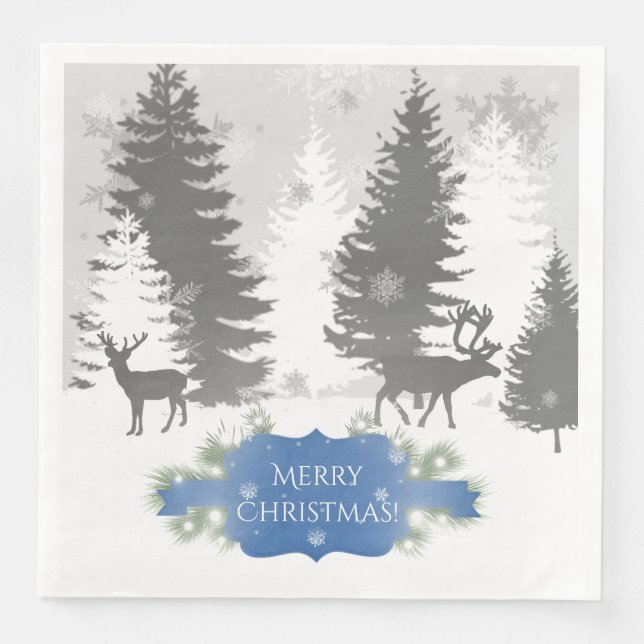 Winter Wonderland Paper Napkin - Blue (Front)