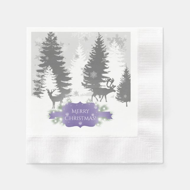 Winter Wonderland Paper Napkin - Purple (Front)