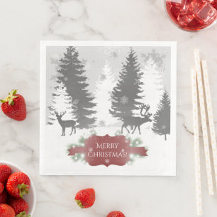 Winter Wonderland Paper Napkin - Red
