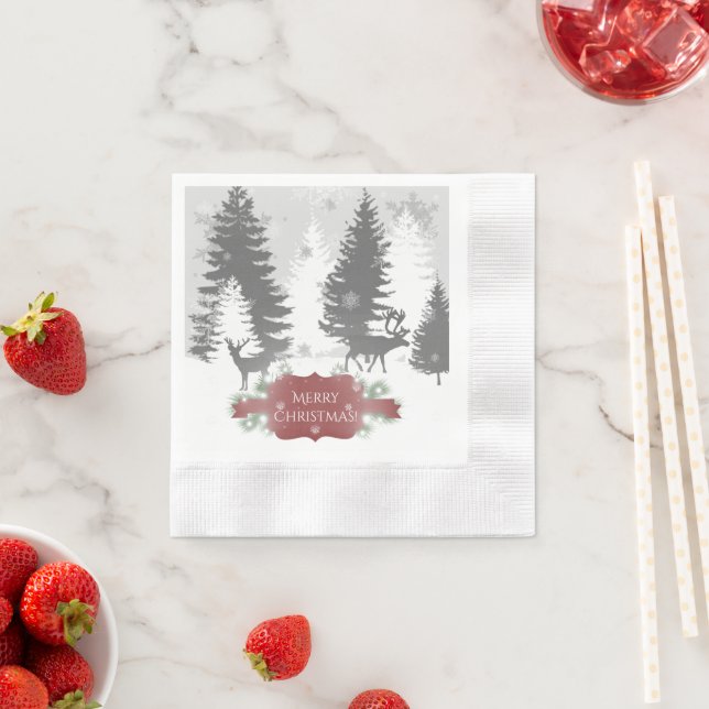 Winter Wonderland Paper Napkin - Red (Insitu)