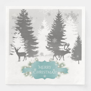 Winter Wonderland Paper Napkin - Teal