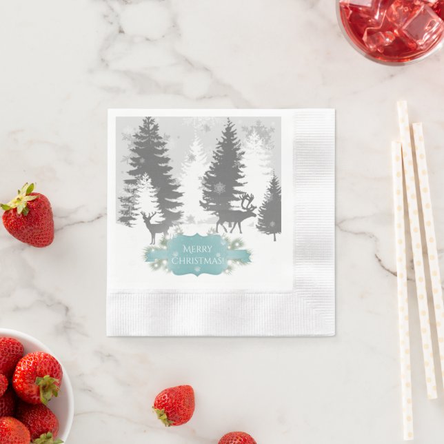 Winter Wonderland Paper Napkin - Teal (Insitu)