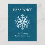 winter wonderland passport 18th birthday postcard<br><div class="desc">by maydaze design</div>