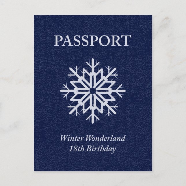 winter wonderland passport 18th birthday postcard (Front)
