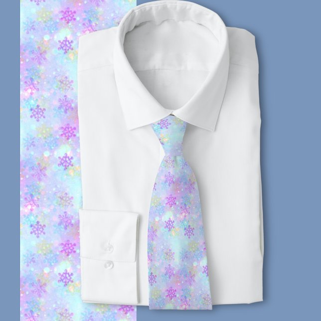 Winter Wonderland Pastel Snowflake  Tie (Soft subtle snowflakes Christmas festive winter pattern)