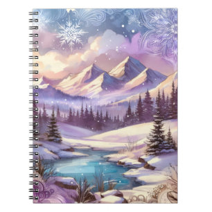 Winter Wonderland Patterns of Nature Mountain Lake Notebook