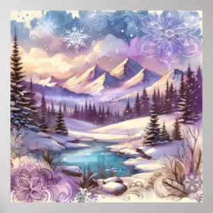 Winter Wonderland Patterns of Nature Mountain Lake Poster