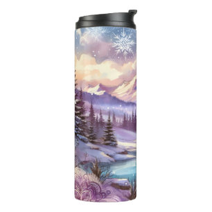 Winter Wonderland Patterns of Nature Mountain Lake Thermal Tumbler