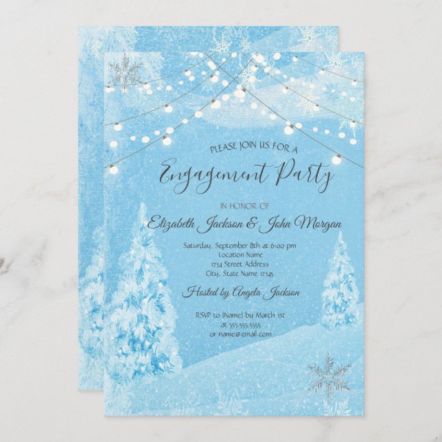 Winter Wonderland,Pine Tree Engagement  Invitation (Front/Back)
