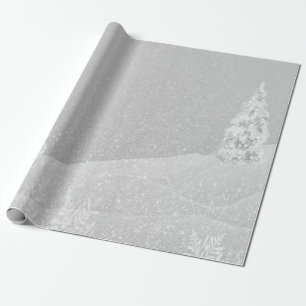 Winter Wonderland,Pine Tree Grey Holiday Wrapping Paper