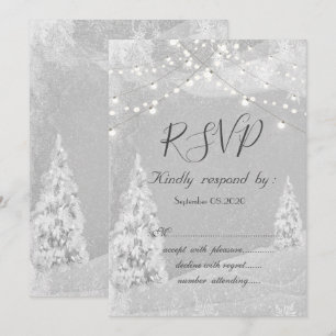Winter Wonderland, Pine Tree Grey RSVP Invitation