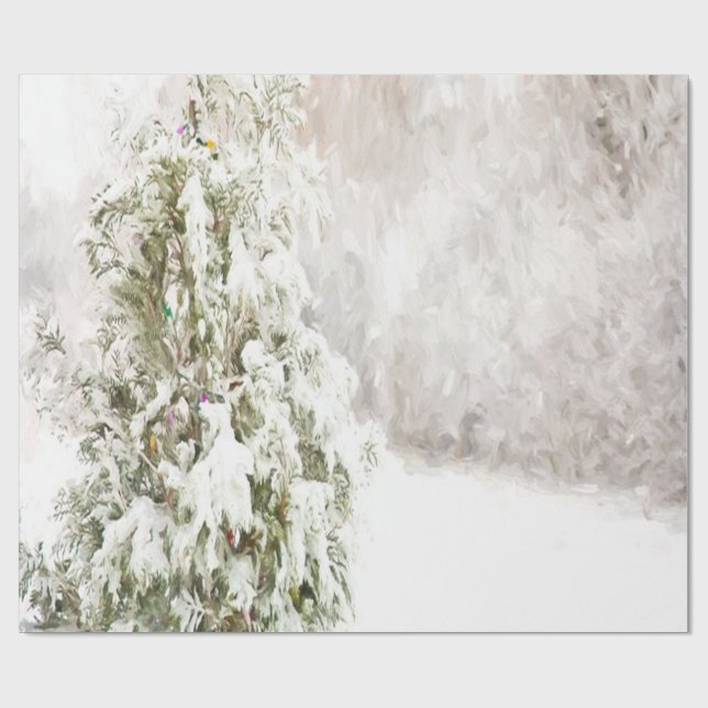 Winter Wonderland, Pine Tree, Holiday Wrapping Paper (Flat)