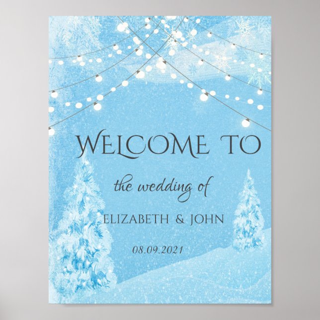 Winter Wonderland, Pine Tree Wedding Poster (Front)