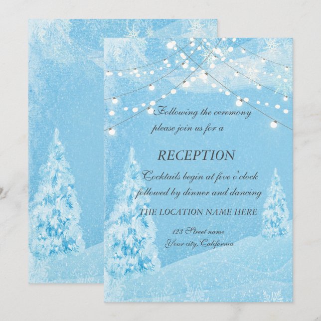 Winter Wonderland, Pine Tree Wedding Reception Invitation (Front/Back)