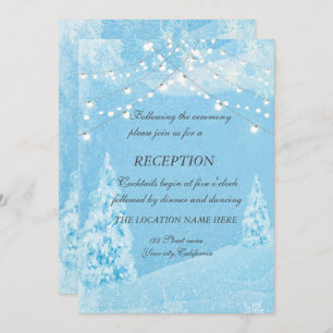 Winter Wonderland, Pine Tree Wedding Reception Invitation