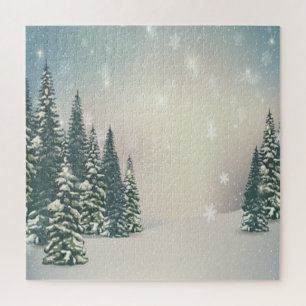 Winter Wonderland,Pine Trees,Forest,Snow Jigsaw Puzzle
