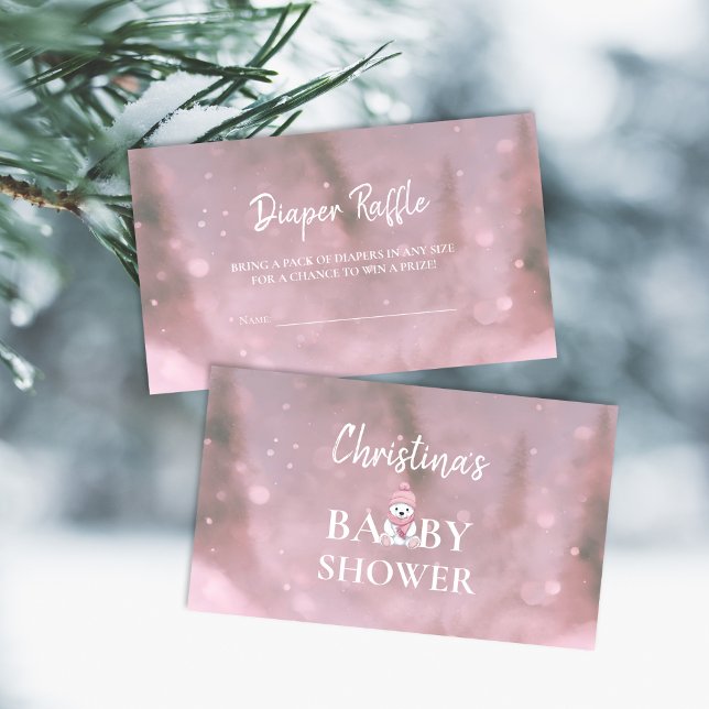 Winter Wonderland Pink Baby Diaper Raffle Request Enclosure Card (Creator Uploaded)