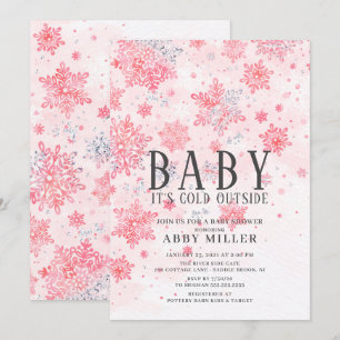 Winter Wonderland Pink Baby It's Cold Outside Invitation