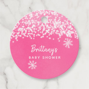 Winter Wonderland Pink Baby Shower Favour Tags
