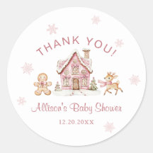 Winter Wonderland Pink Baby Shower Thank You