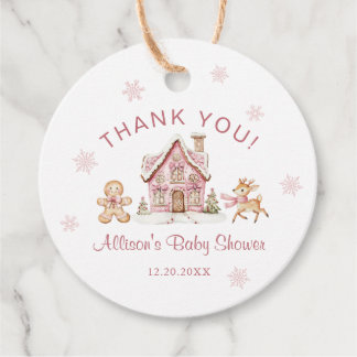 Winter Wonderland Pink Baby Shower Thank You Favour Tags