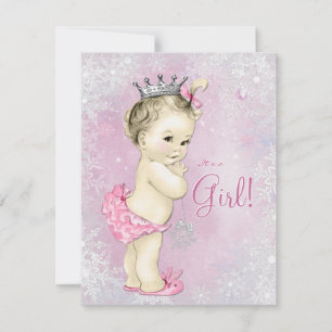 Winter Wonderland Pink Snowflake Baby Shower Invitation