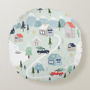 Winter Wonderland: Polar Bear Christmas Round Cushion
