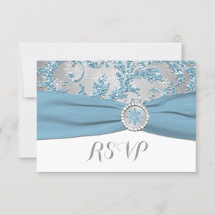 Winter Wonderland, PRINTED BUCKLE Wedding RSVP 4 Card