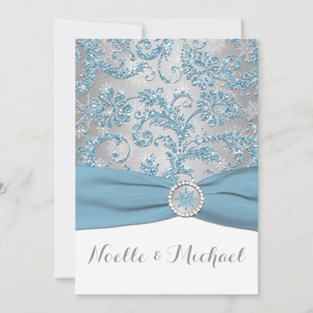 Winter Wonderland, PRINTED Crystal Buckle Invite 4 (Front)