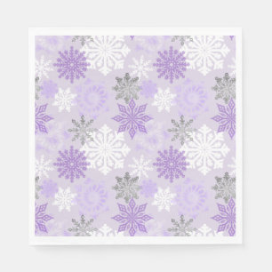 Winter Wonderland Purple Glitter Snowflakes Napkin