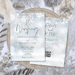 Winter Wonderland QR Code Snow Wedding Invitation<br><div class="desc">An elegant wedding invitation featuring chic calligraphy script typography and delicate snowflakes falling across your personalised names,  special date,  and wedding celebration event details on a winter frost background with your wedding website details and your QR code on the reverse. Designed by Thisisnotme©</div>