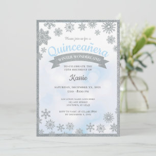Winter Wonderland Quinceañera 15th Birthday Silver Invitation