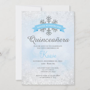 Winter Wonderland Quinceañera 15th Birthday Silver Invitation