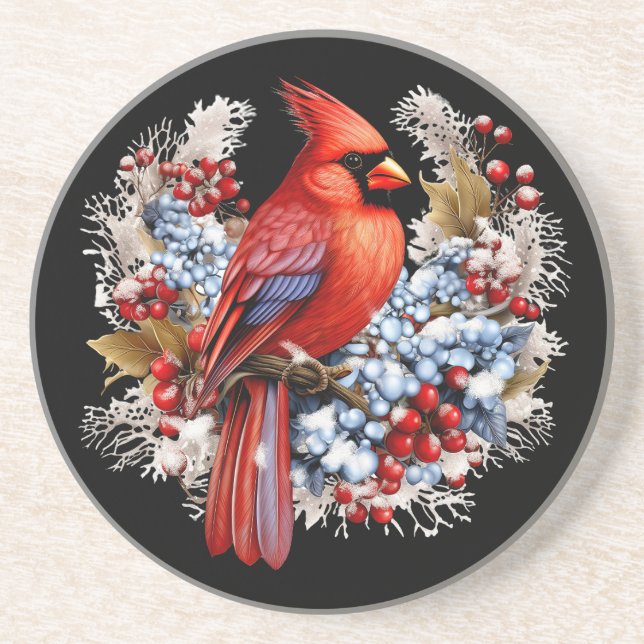 Winter Wonderland Red Cardinal Coaster (Front)