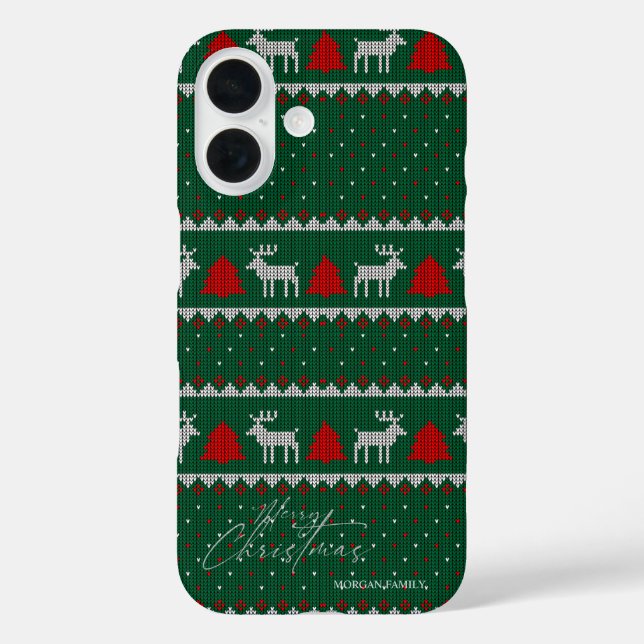 Winter Wonderland,Reindeer Pine Tree Green Case-Mate iPhone Case (Back)