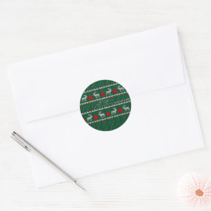 Winter Wonderland,Reindeer Pine Tree Green Classic Round Sticker