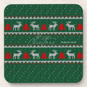 Winter Wonderland,Reindeer Pine Tree Green Coaster