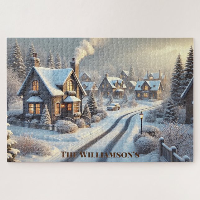 Winter Wonderland Retreat: Snowy Neighbourhood Jigsaw Puzzle (Horizontal)