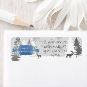 Winter Wonderland Return Address Labels - Blue
