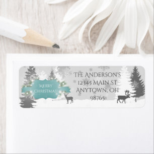 Winter Wonderland Return Address Labels - Teal