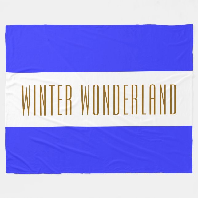 WINTER WONDERLAND Royal Blue White Stripes Fleece Blanket (Front (Horizontal))